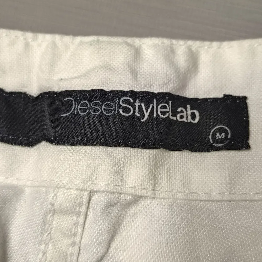 Diesel StyleLab Linen White Cargo Shorts Women's Medium Made in Italy
